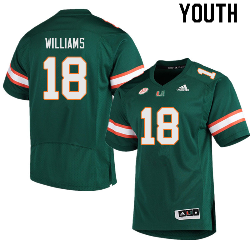 Youth #18 Markeith Williams Miami Hurricanes College Football Jerseys Sale-Green